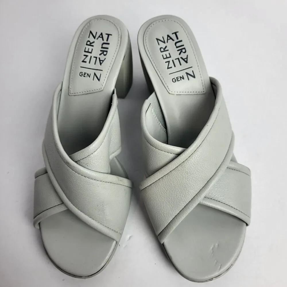 Naturalizer Women's Genn Rhythm Criss Cross Front Slip On Heels Shoes Gray 7.5